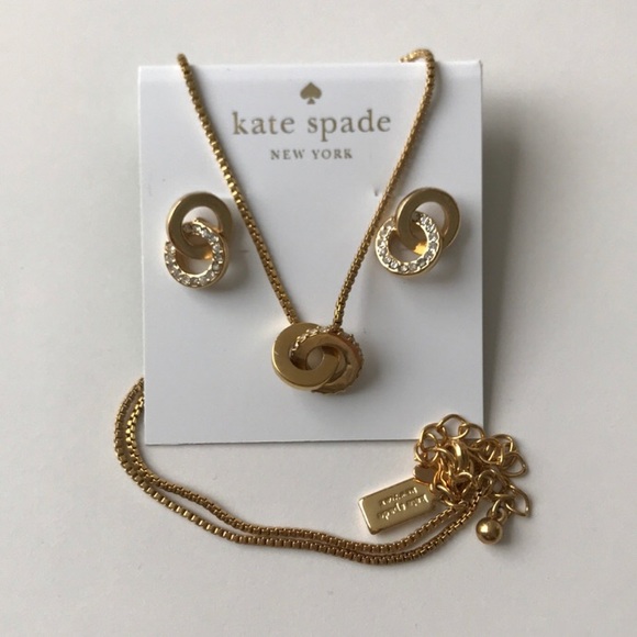 kate spade Jewelry - Kate Spade double rings necklace and earrings